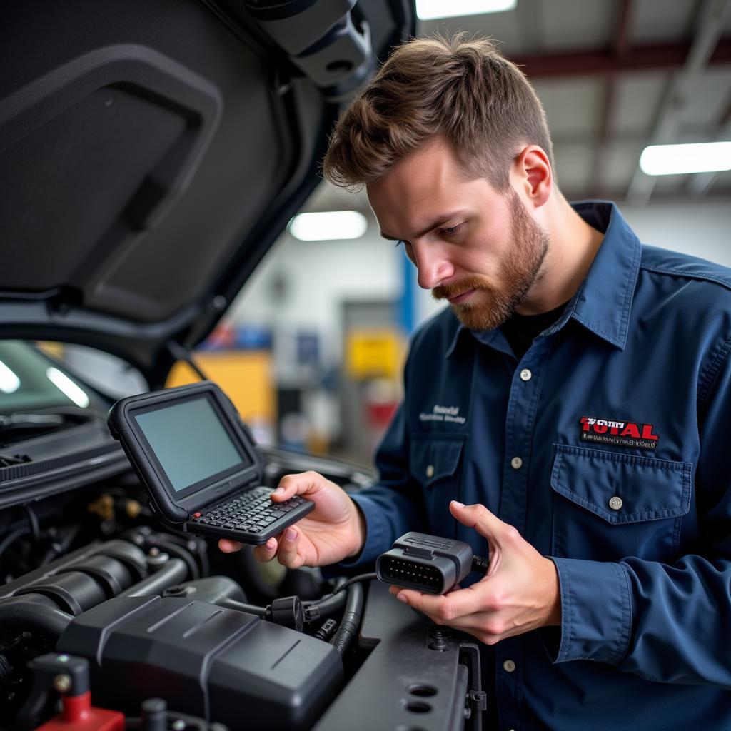 Mechanic Using VCD in Garage