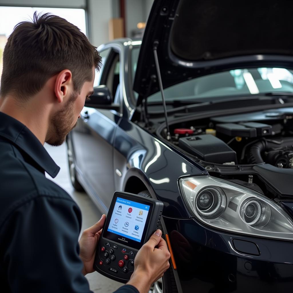 Mechanic Using V310 to Diagnose Car Problem