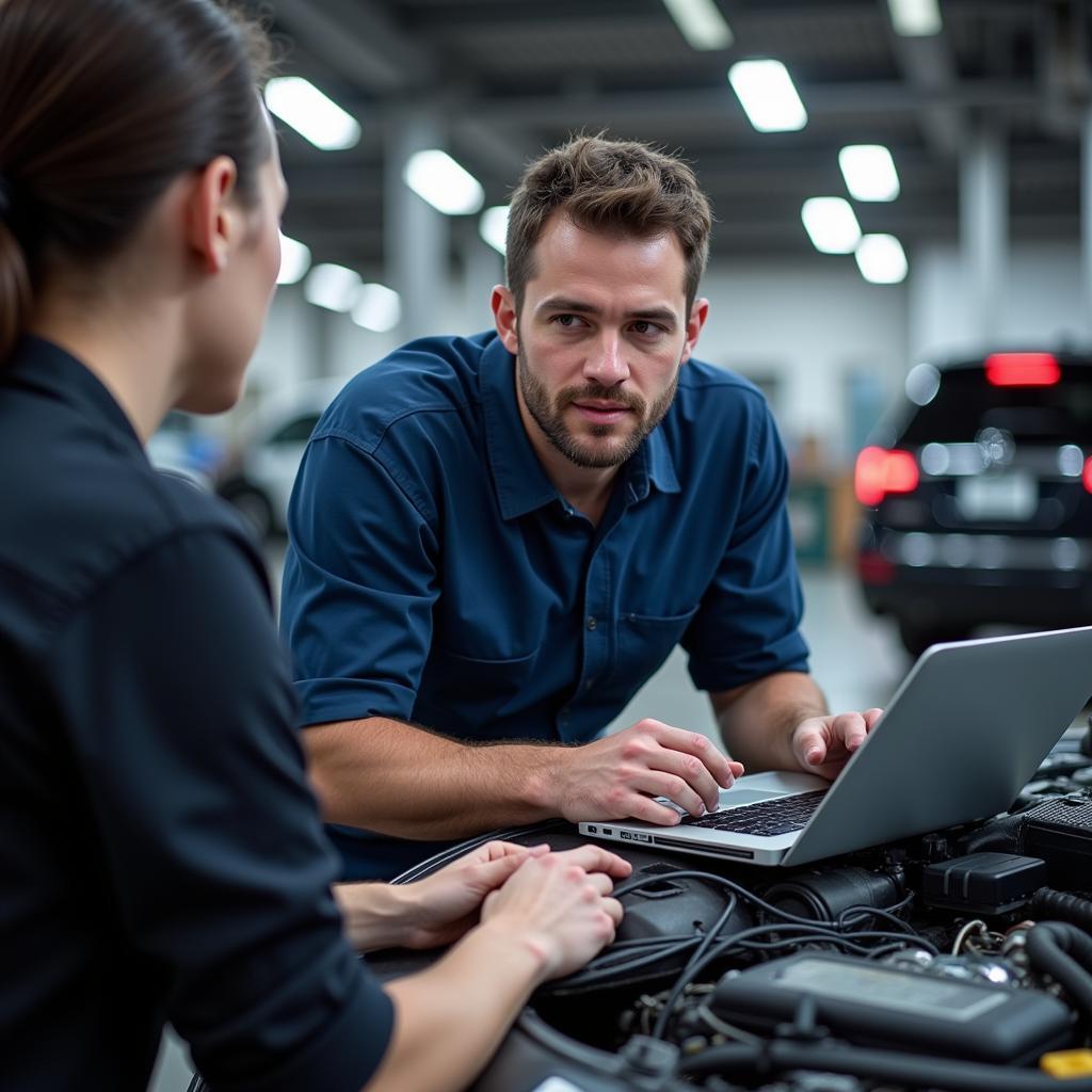 Mechanic Using VCDS for Diagnosis