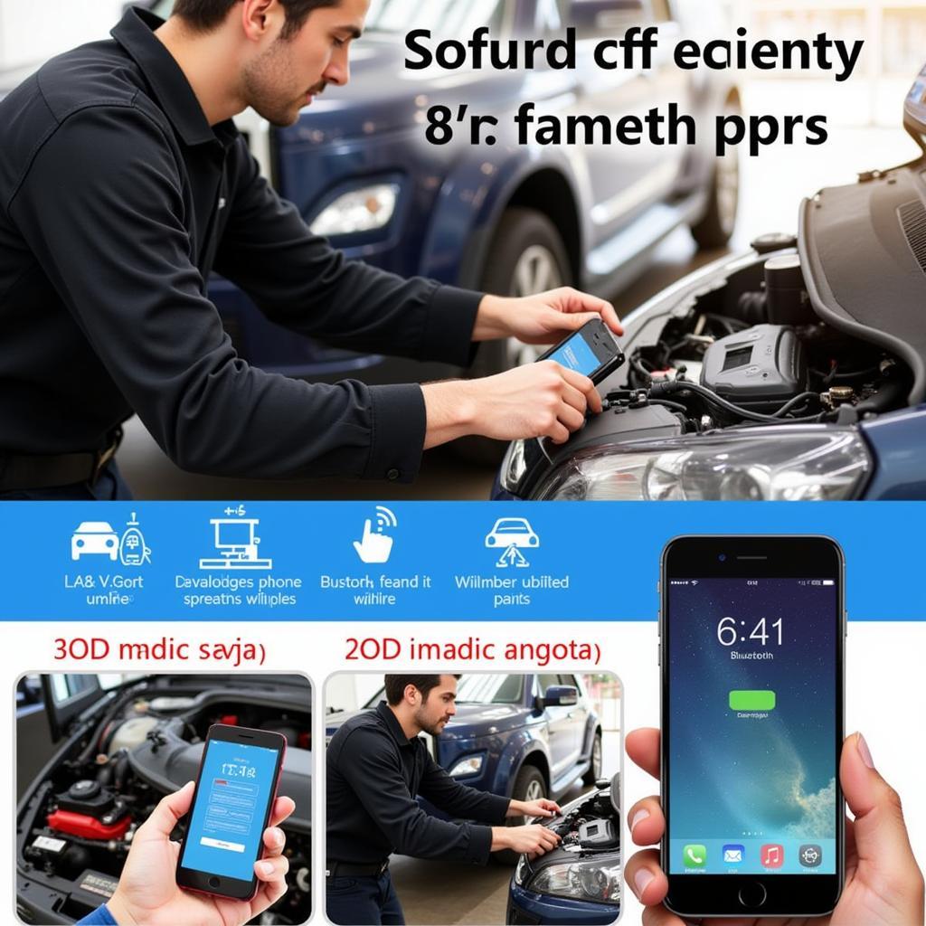 Mechanic Using VIEcar OBD2 Bluetooth Delphi Tool to Diagnose Car Problems