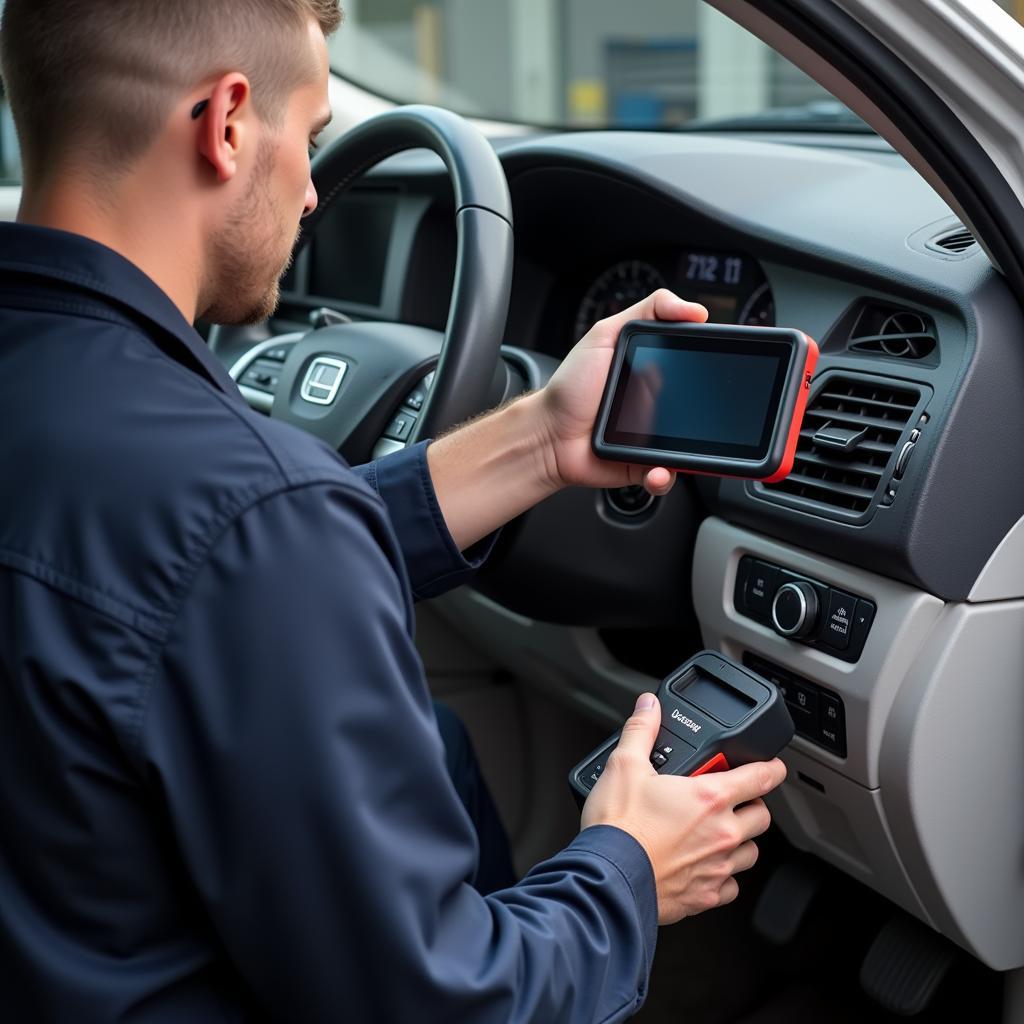 Mechanic Performing Car Diagnostics