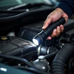 Mechanic in York checking a car engine