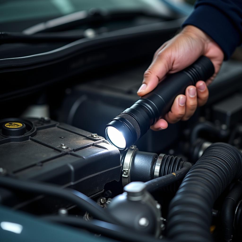 Mechanic in York checking a car engine