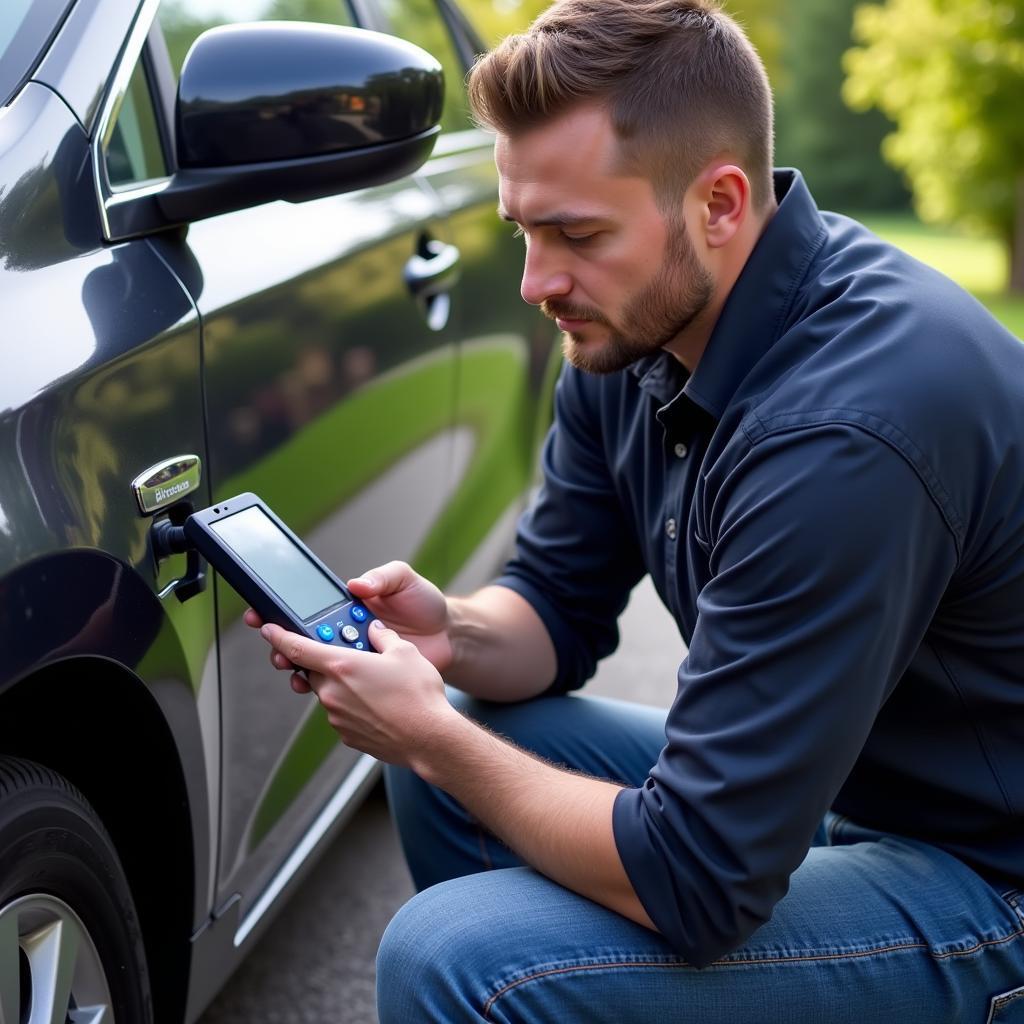 Mobile Car Diagnostic Technician Working Onsite Near Brockenhurst