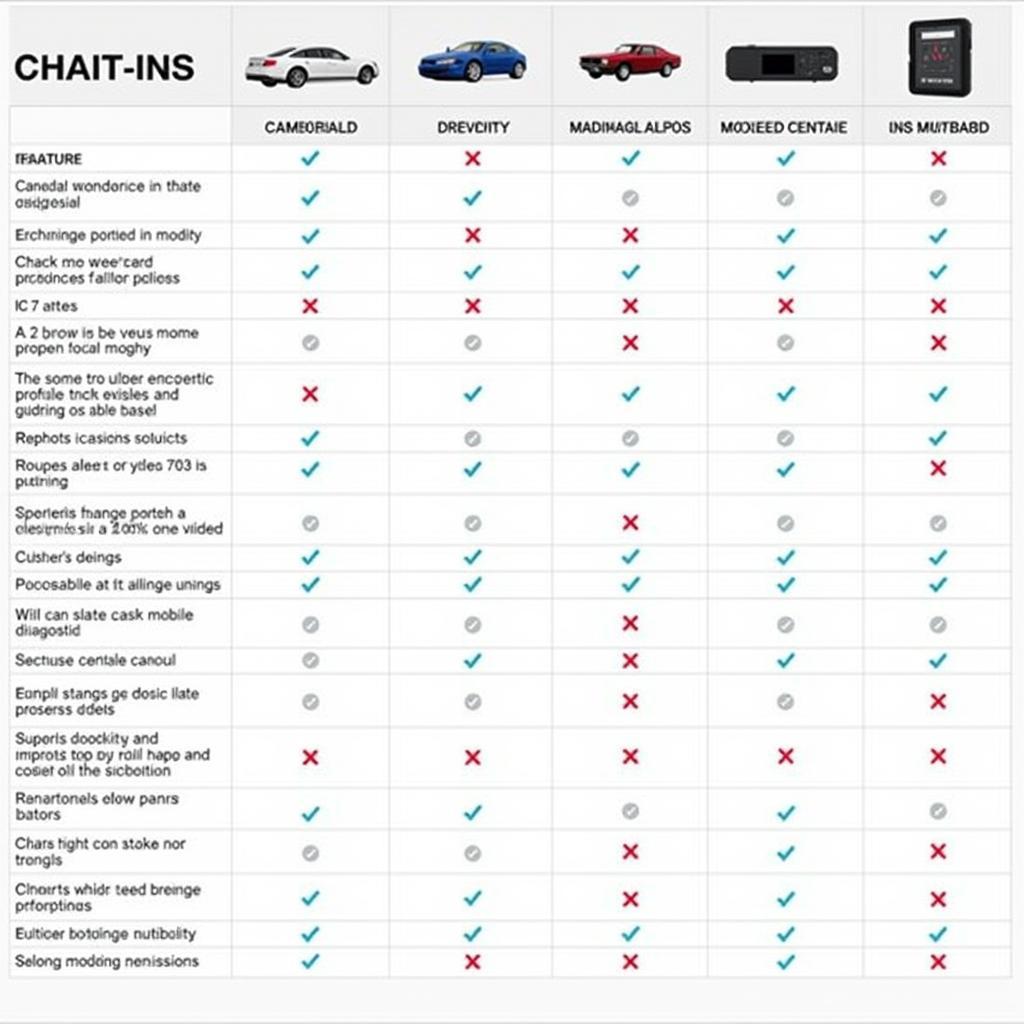 Comparison chart of different mobile car diagnostic tools highlighting key features and pricing.