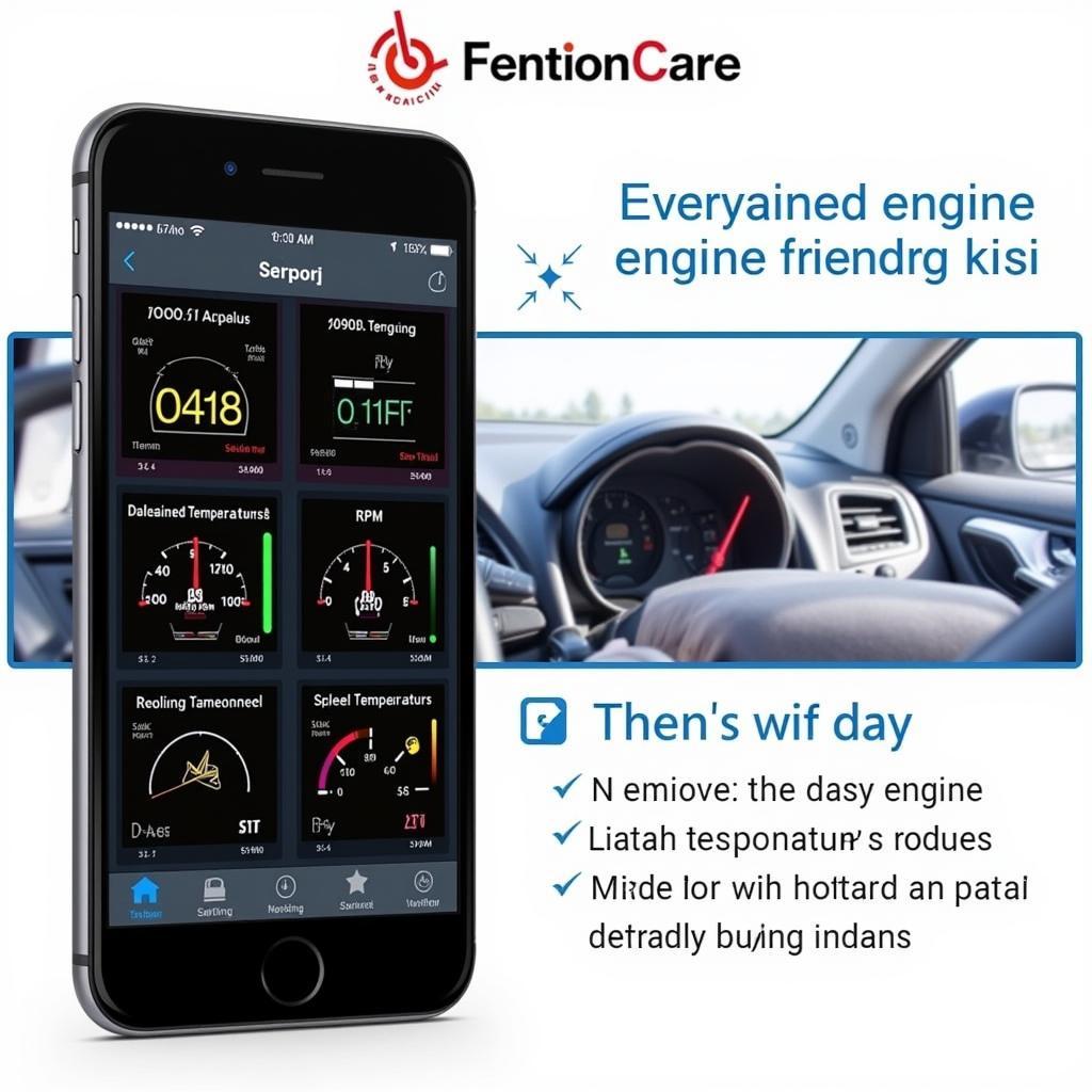 Smartphone displaying the mobile car diagnostics n14 app interface with real-time engine data