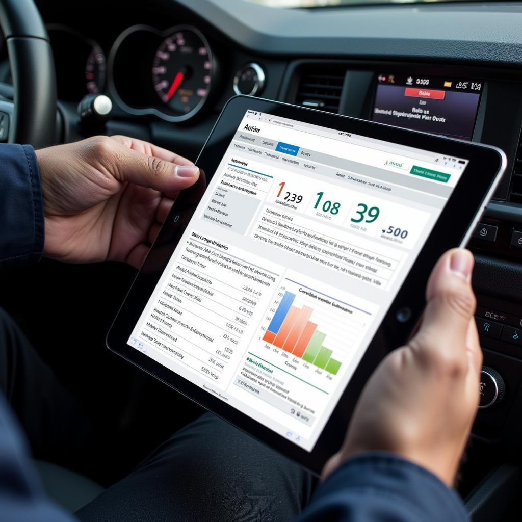 Mobile Car Diagnostics Report on Tablet 