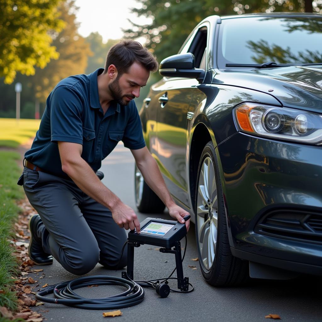 Mobile Car Repair Diagnostic in Action