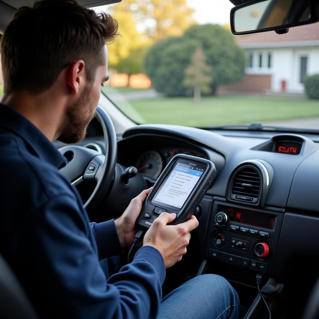 Mobile Mechanic Performing Diagnostic Test