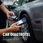 Mechanic Using Diagnostic Tool on a Car