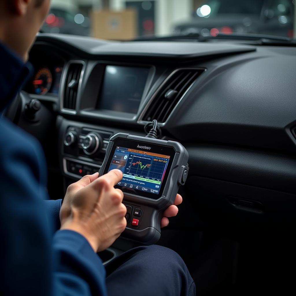 Modern Car Diagnostic Equipment in a Workshop