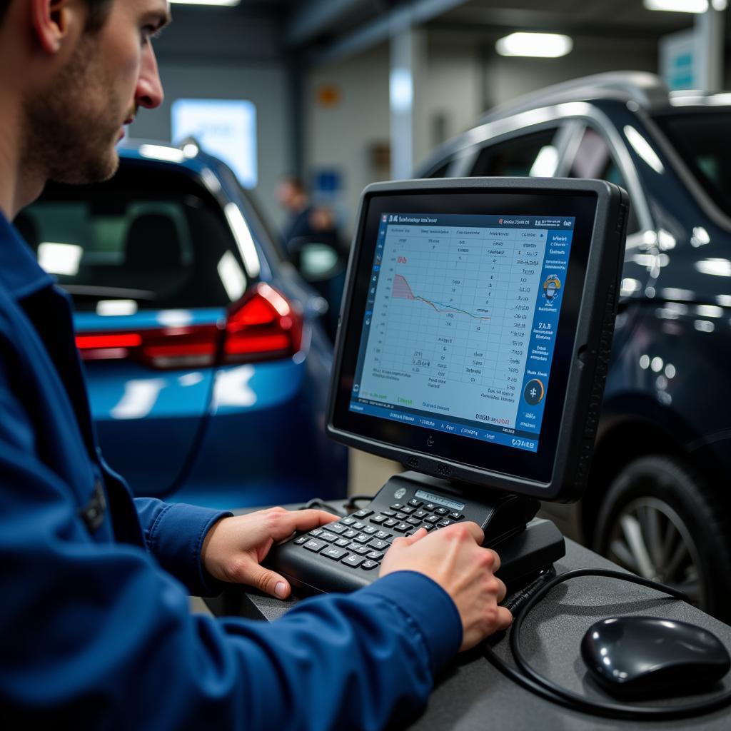 Advanced car diagnostic equipment in a Colchester workshop