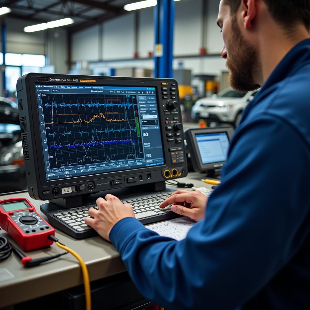 Modern Car Diagnostic Equipment in a Workshop