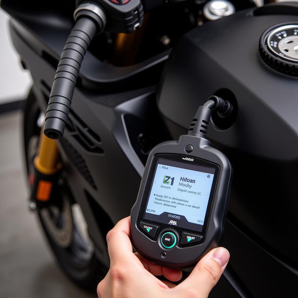 Motorcycle Diagnostic Tool In Use