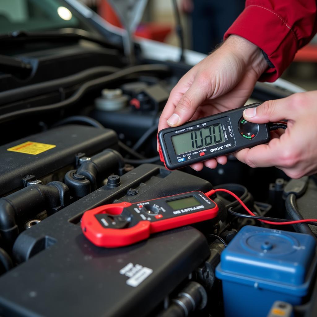 Using a multimeter to check car battery in Glasgow