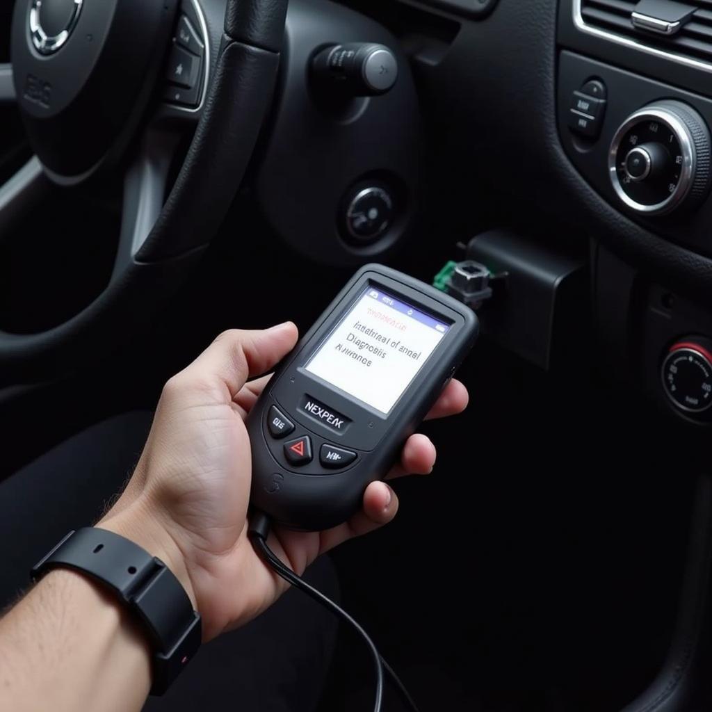 NEXPEAK NX301 OBD2 Reader connected to a car's OBD2 port