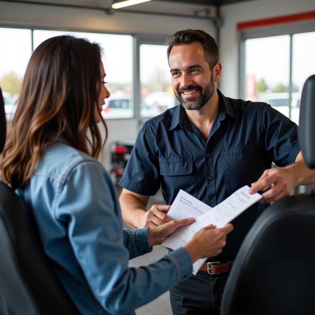 Nissan Service Advisor Consulting with a Customer