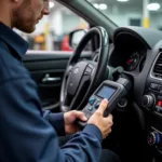 An OBD Car Diagnostic Professional at Work