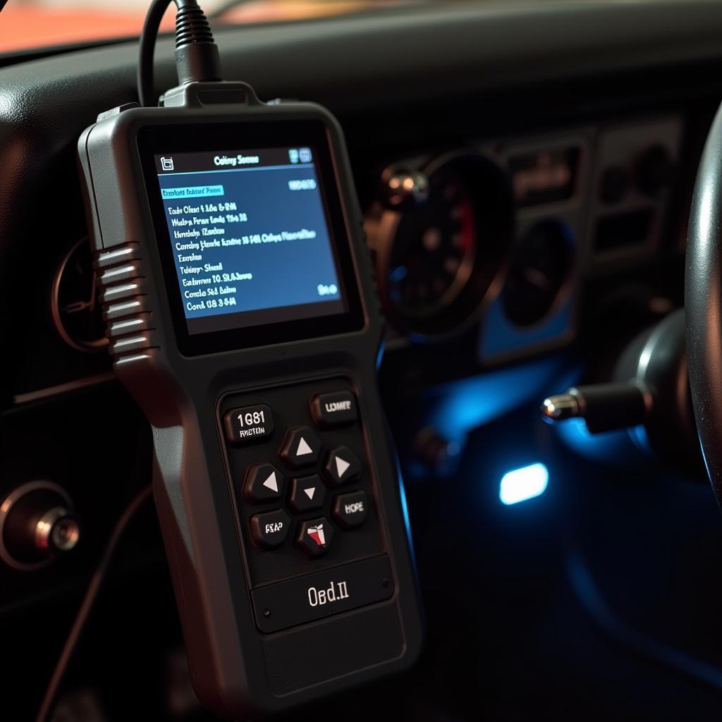 OBD-II Scanner Connected to a Classic Car's Port