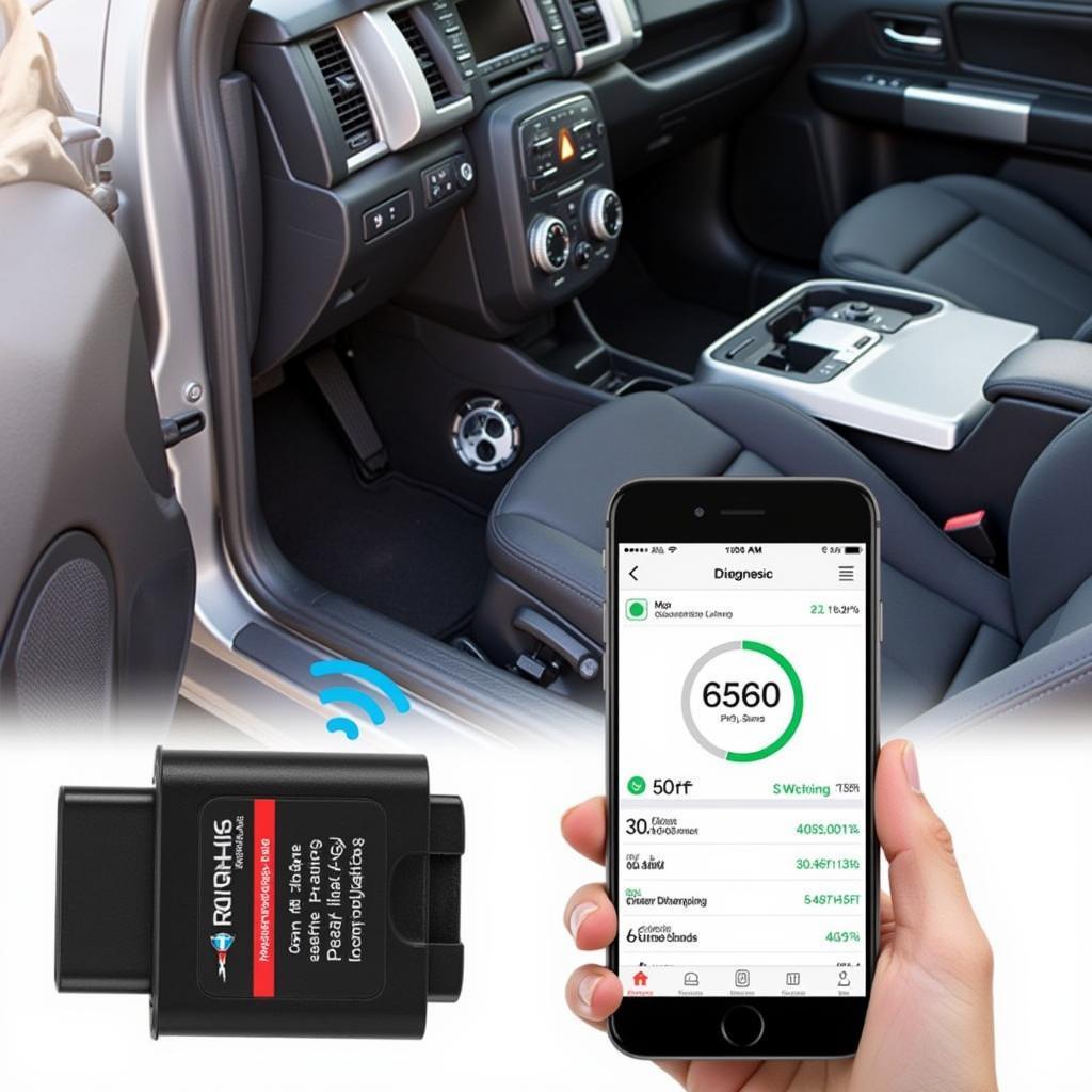 OBD Scanner Connected to Smartphone