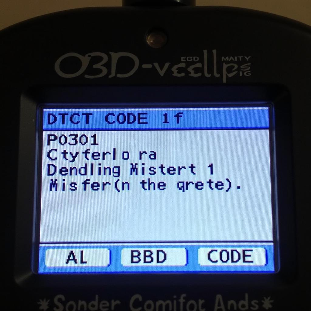 OBD Scanner Displaying DTC