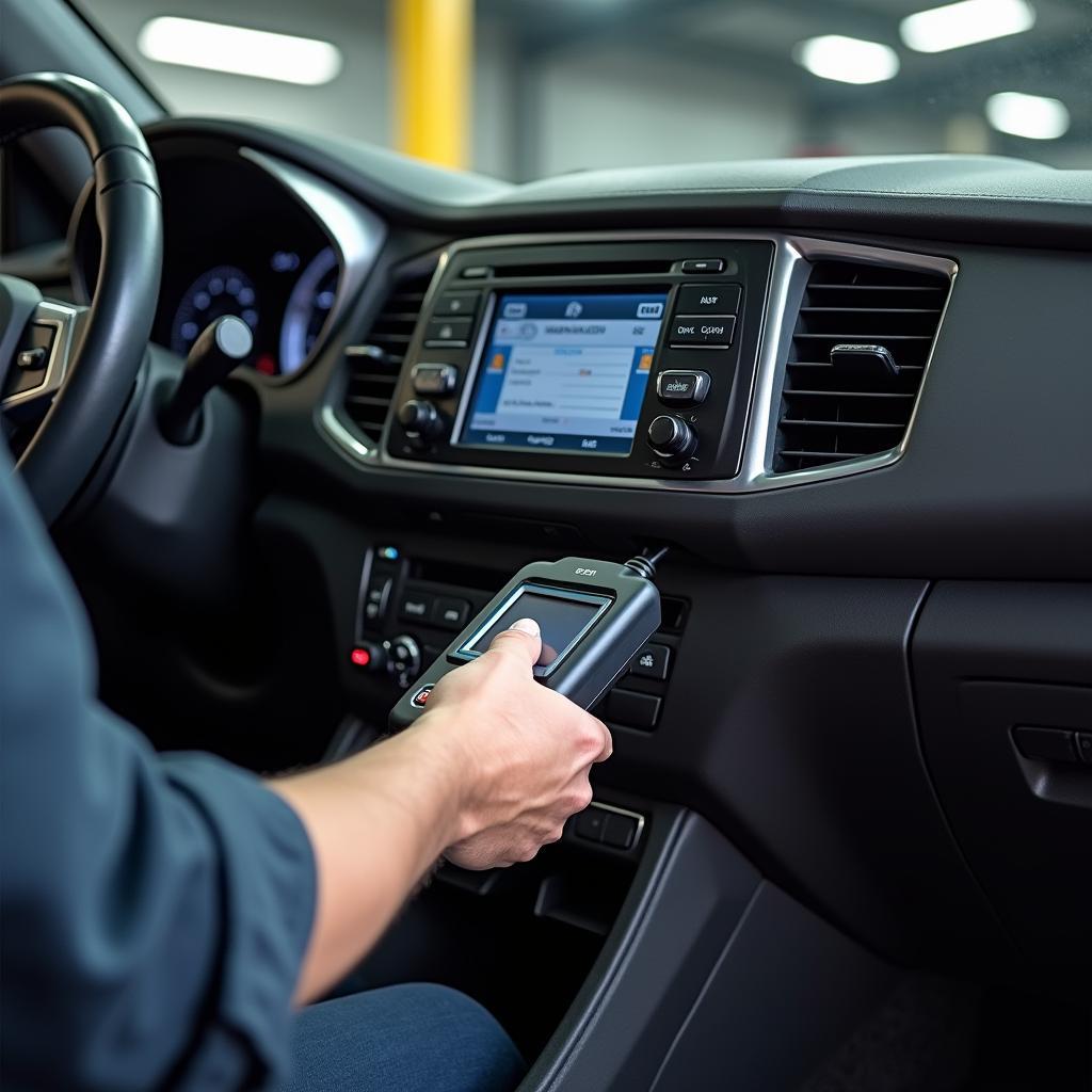 Mechanic Using OBD Scanner