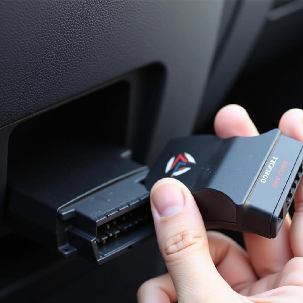 OBD2 adapter connected to car