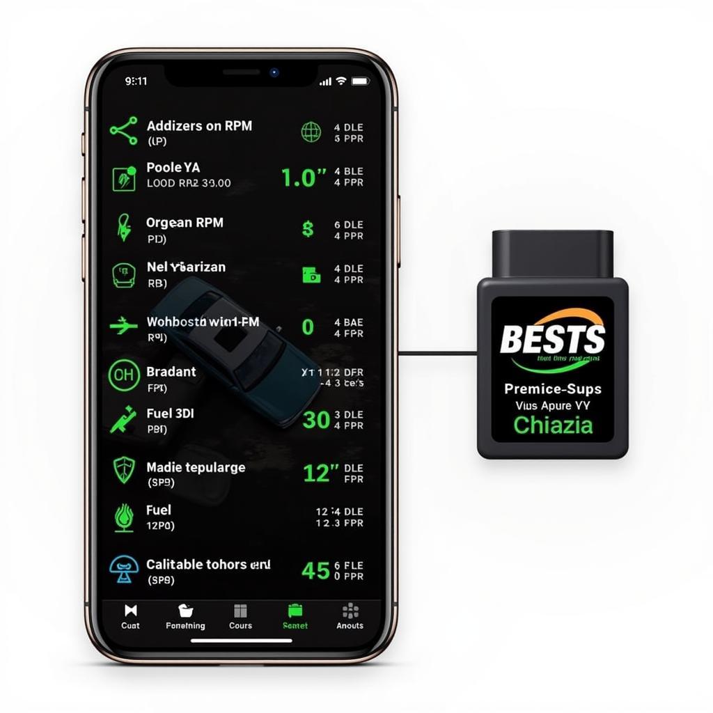 OBD2 App Interface on Smartphone