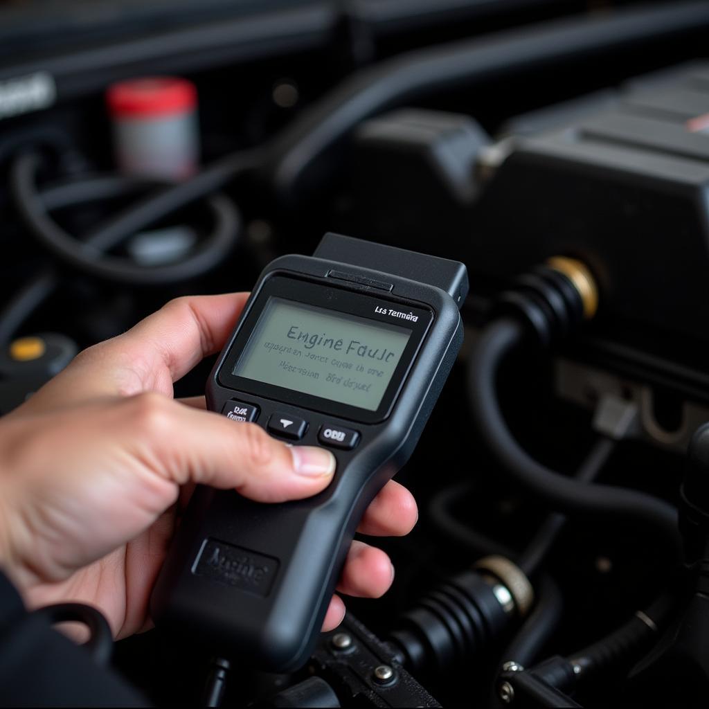 OBD2 Code Reader in hand