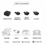 Various types of OBD-II connectors and adapters