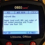 OBD2 Scanner Displaying Code Definitions