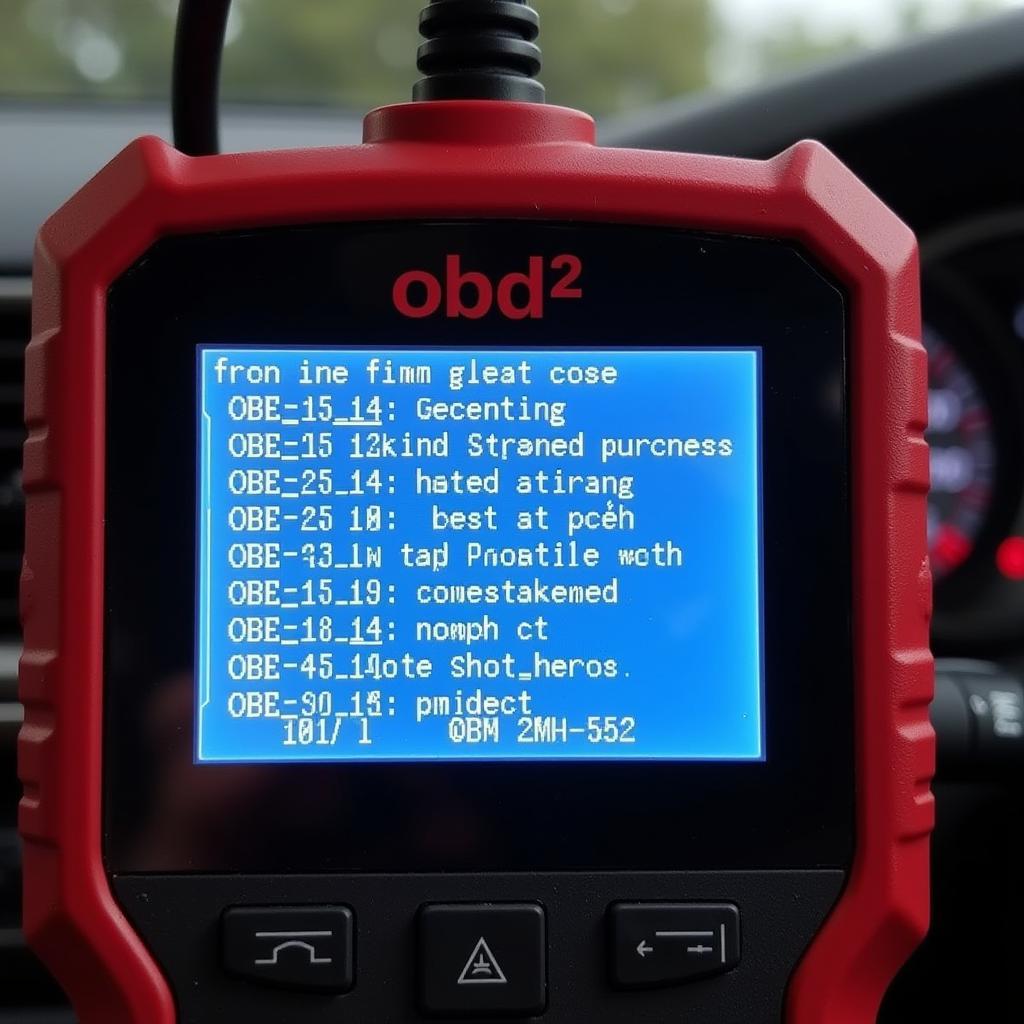 OBD2 Scanner Displaying Diagnostic Codes