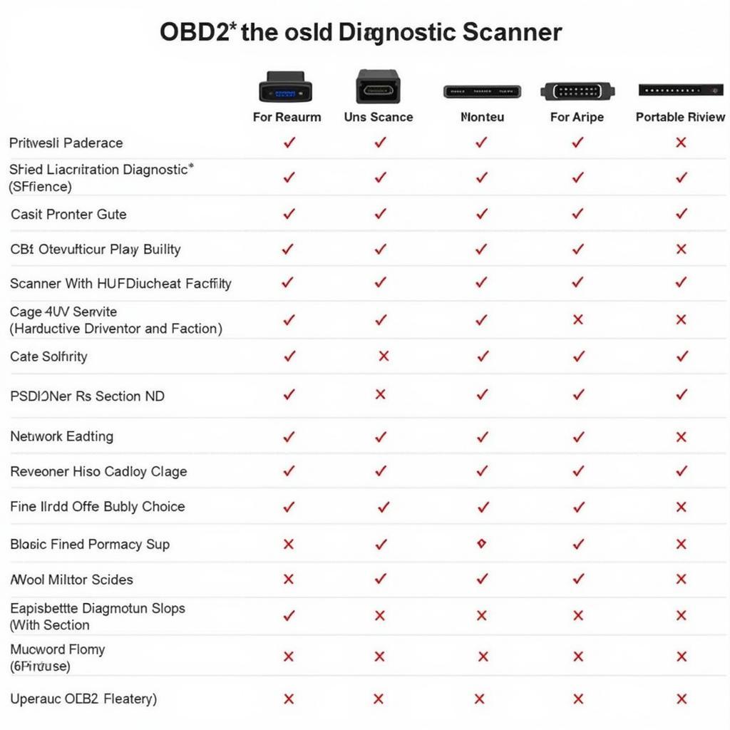 OBD2 Scanner Comparison Chart