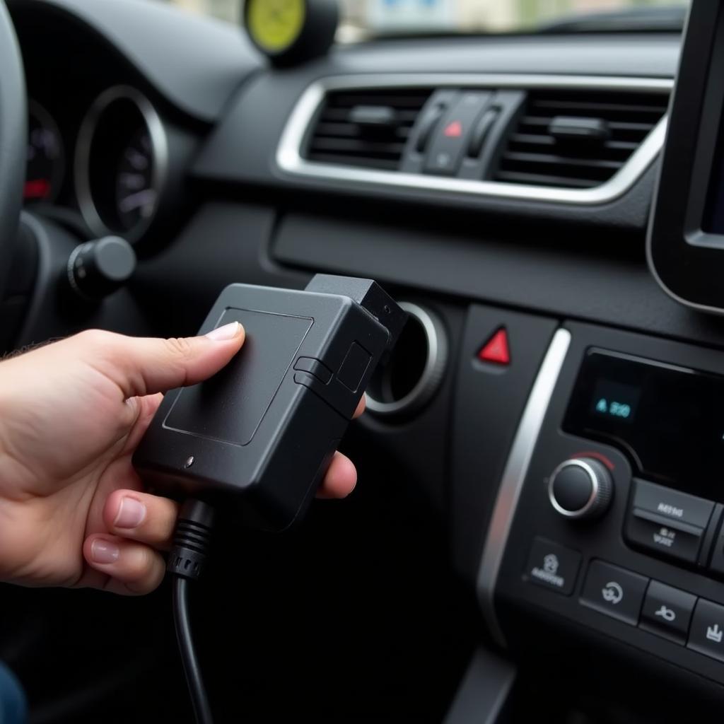 OBD2 Scanner Connected to Car