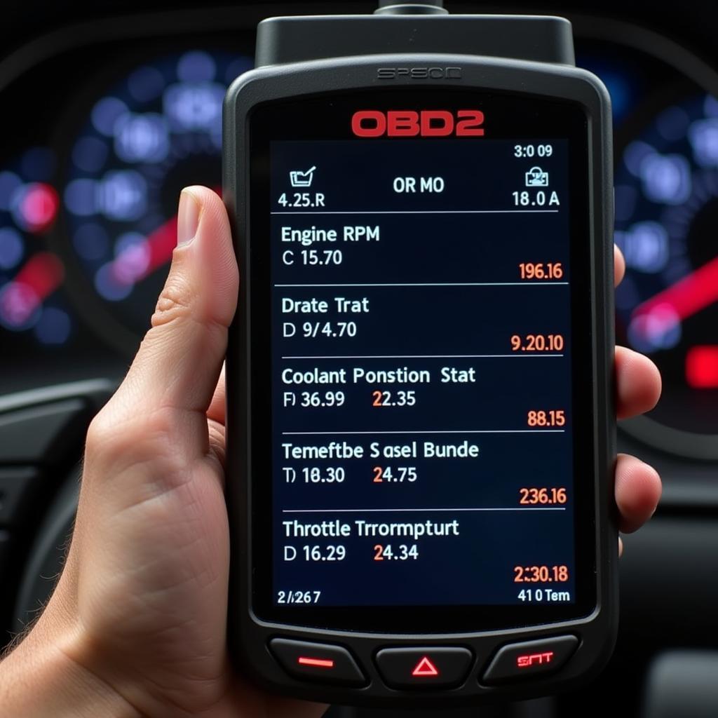 OBD2 Scanner Displaying Vehicle Data