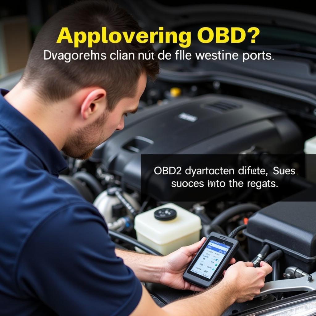 Mechanic using OBD2 scanner