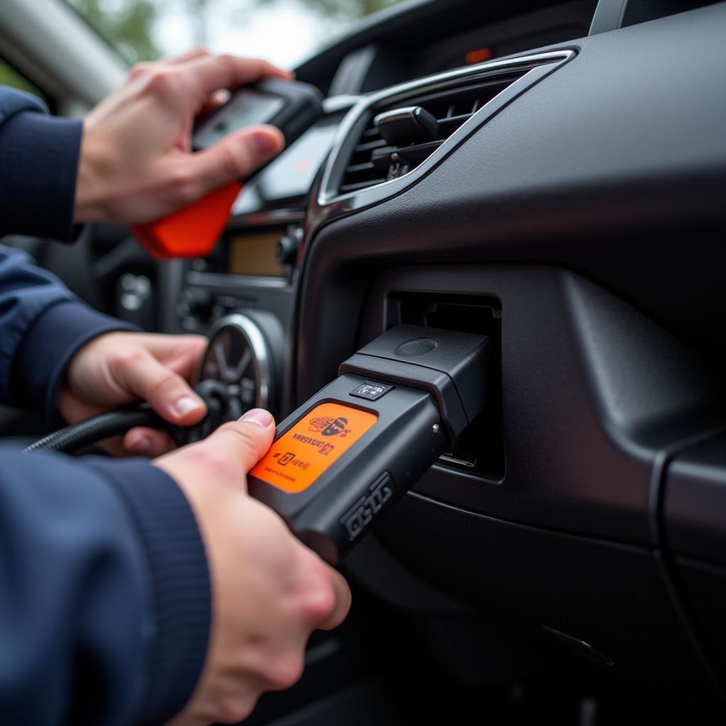 OBD2 Scanner Plugged into Vauxhall Diesel