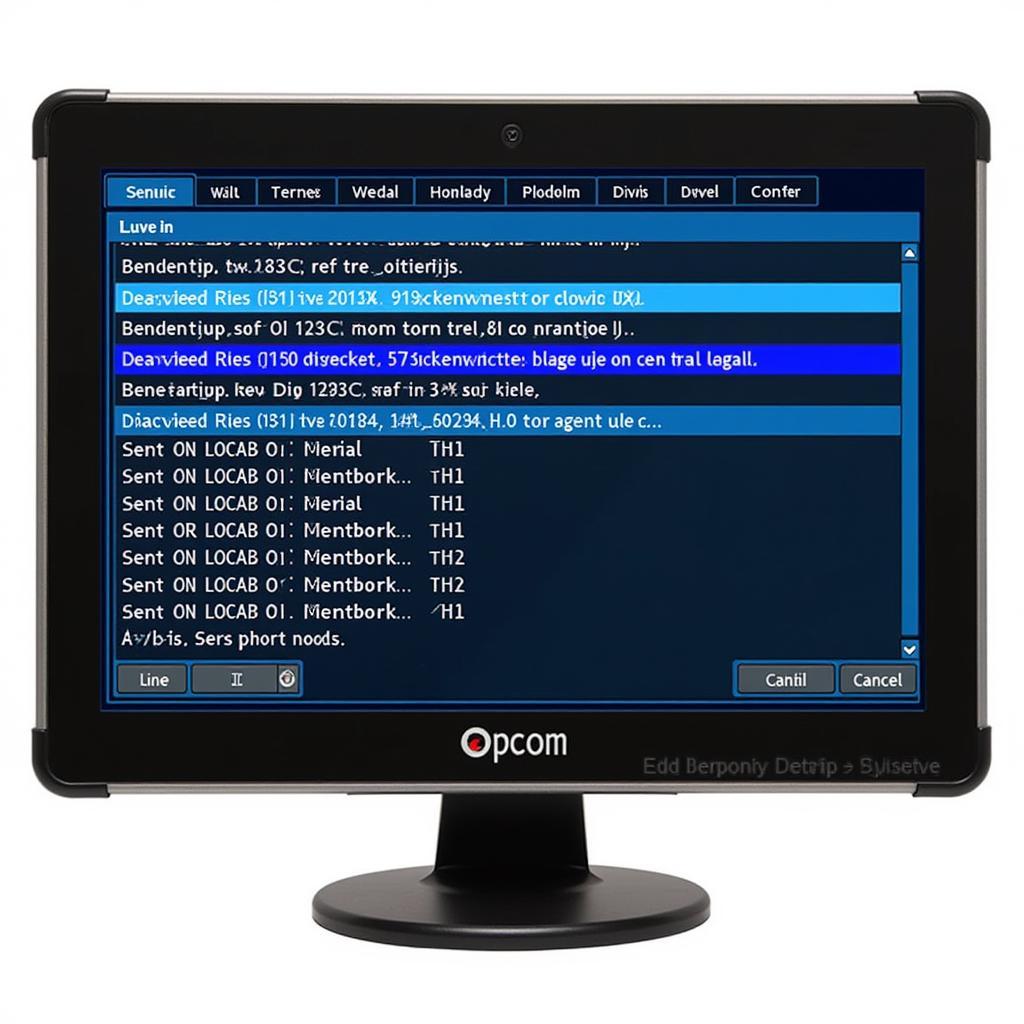 OPCOM Software Interface Displaying Diagnostic Information