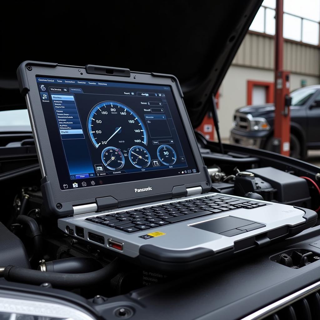 Panasonic Toughbook CF-30 in a garage setting