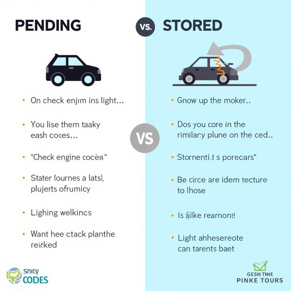 Chart Comparing Pending and Stored Diagnostic Codes