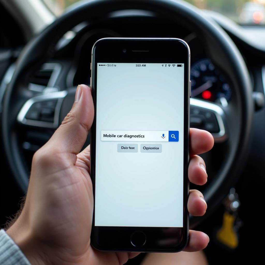 Person Searching for Mobile Car Diagnostics on Phone