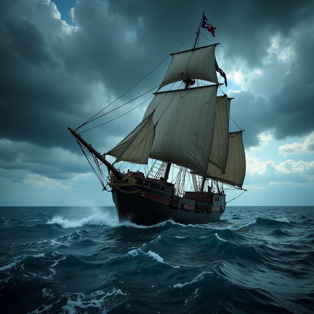 Pirate ship caught in a storm