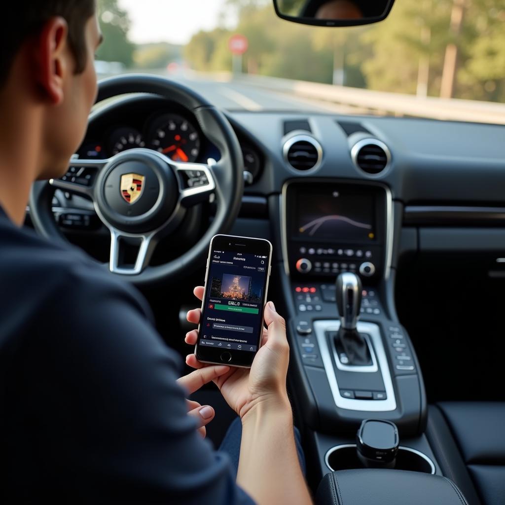 Porsche Owner Using Diagnostic App