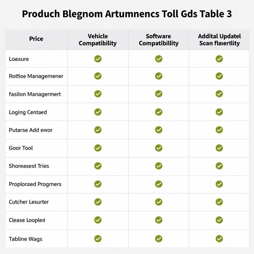 Pro Scan Tool Comparison Chart