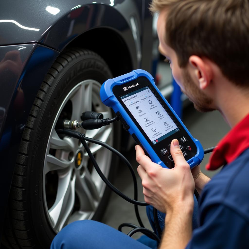 Professional Car Diagnostic Machine in Use