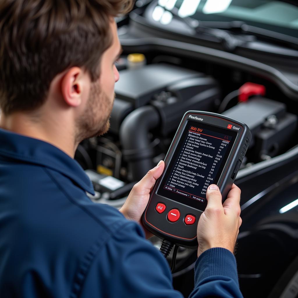 Professional Car Diagnostic Reader in Use