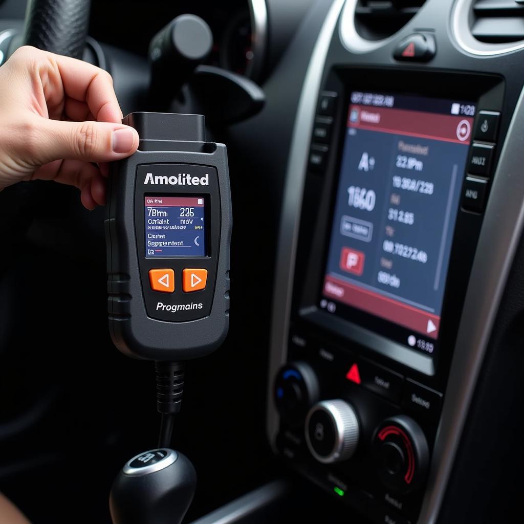 Professional Car Diagnostic Scanner in Use