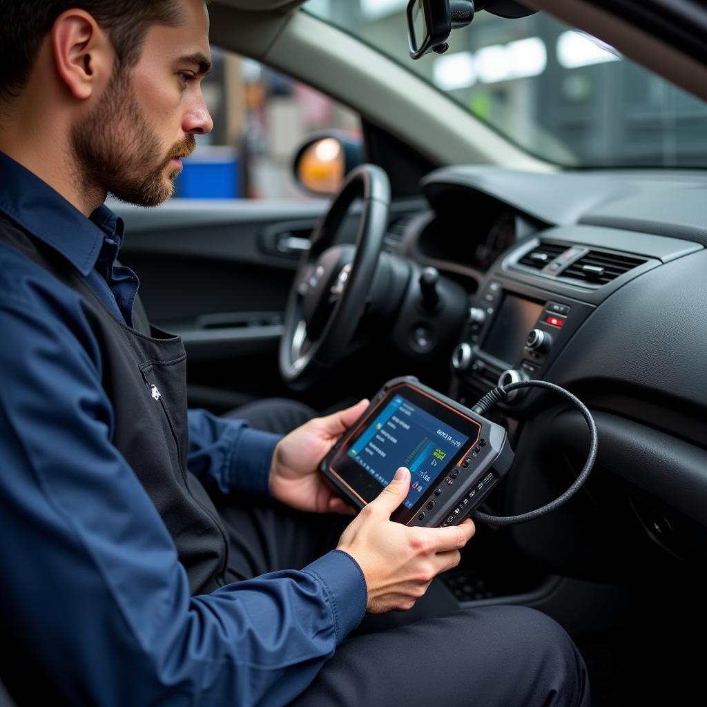 Professional Car Diagnostic Tool in Use