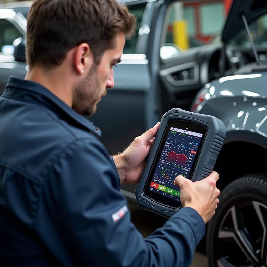 Professional Car Diagnostic Tools in a Workshop