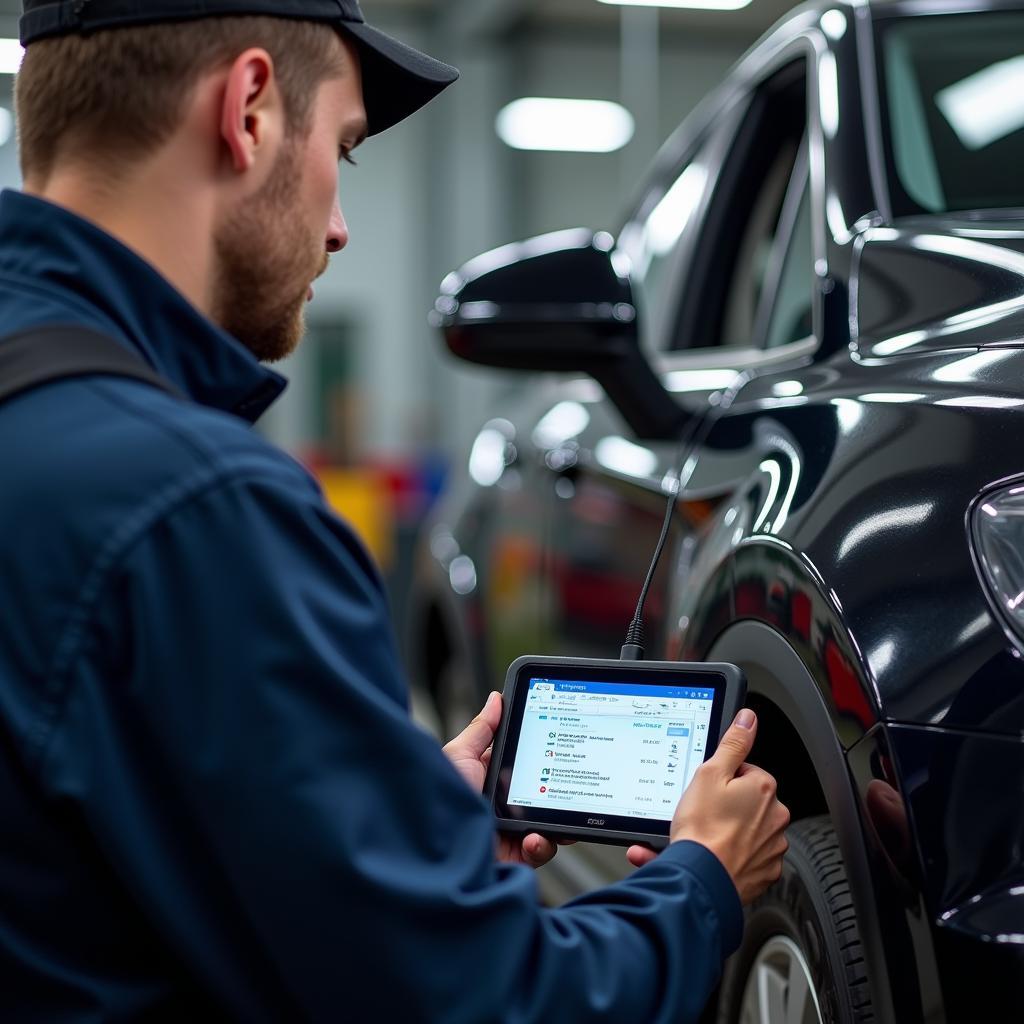 Mechanic Using a Professional-Grade Scan Tool